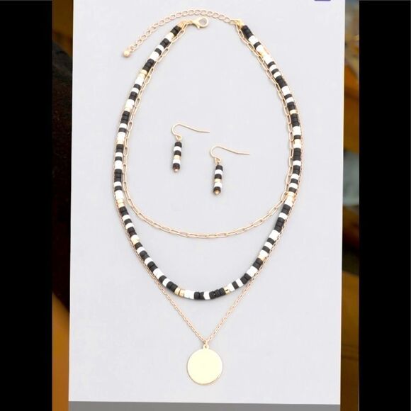 Boho Beaded Necklace Trio with Matching Earrings - Picture 1 of 3